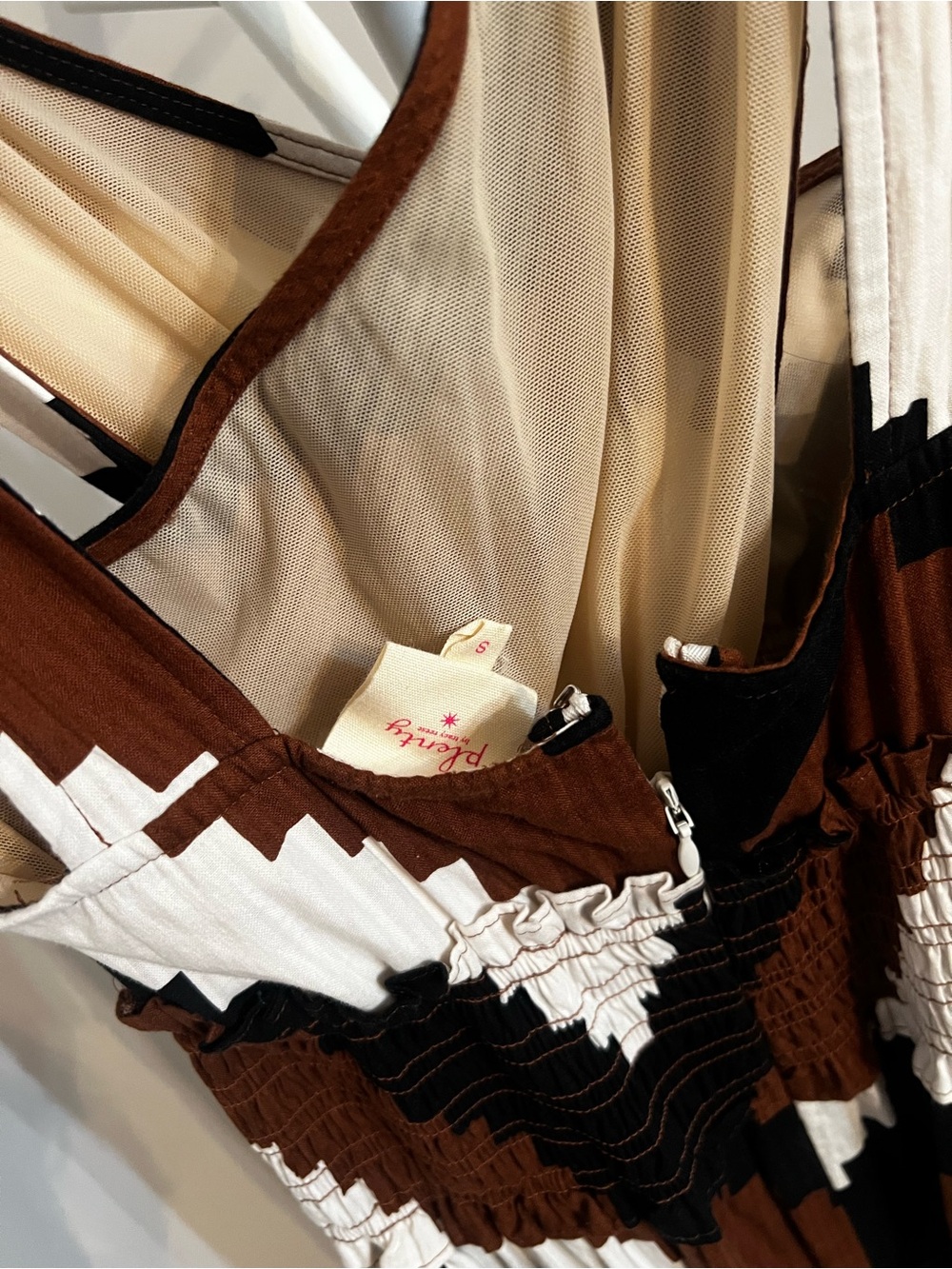 Anthropologie Brown Black and Cream Chevron Maxi Dress - Picture 7 of 8